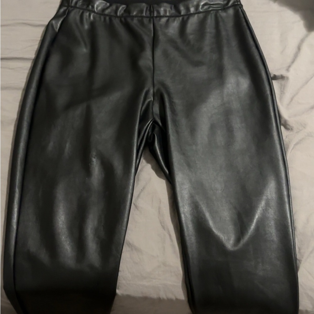 Express Jet Black Faux Leather Trousers